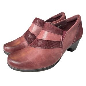 Earth Origins Earth Origins Clogs Red Merlot Leather Womens Comfort Shoe Size 8